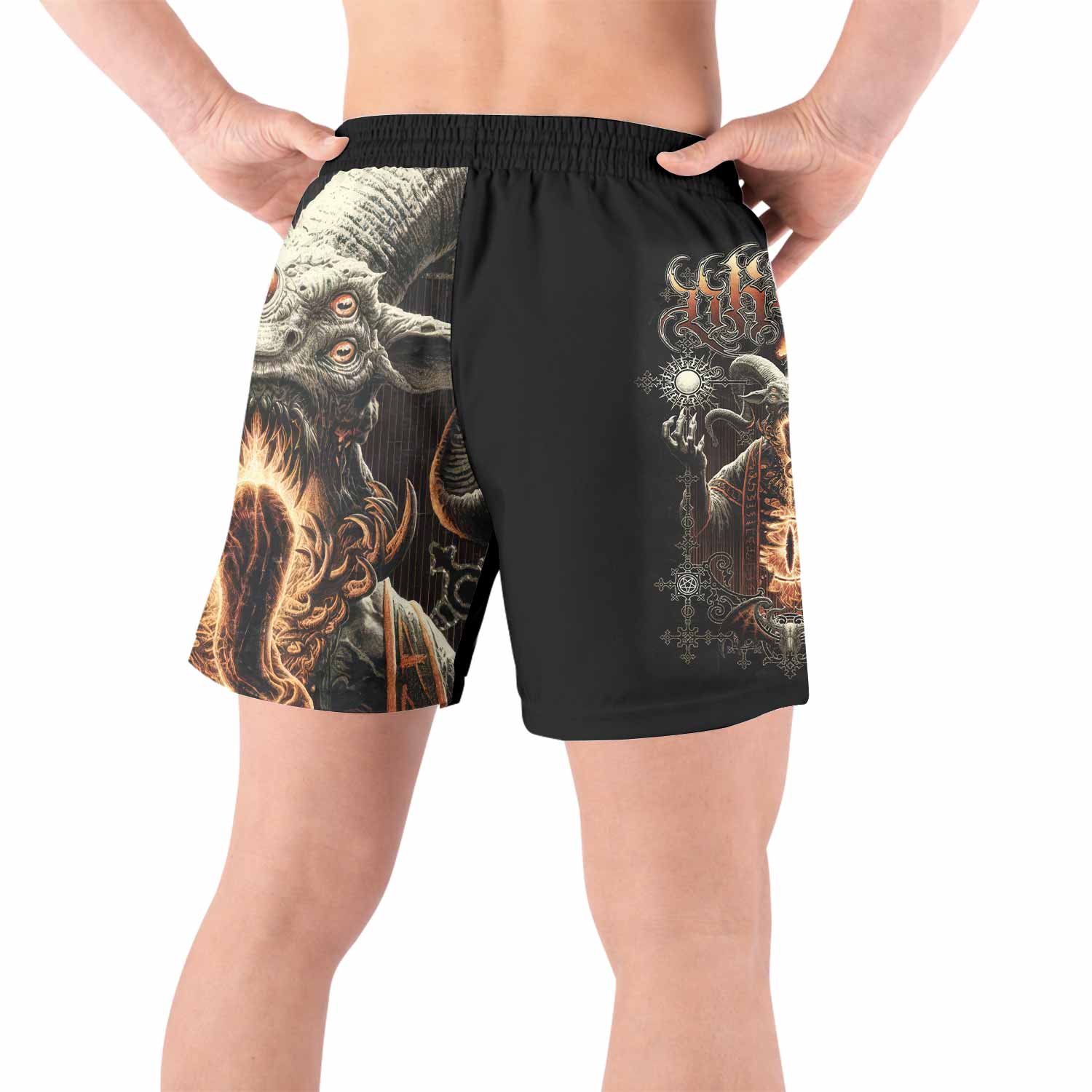 Eldritch Horror Grappling Shorts - back view lifestyle