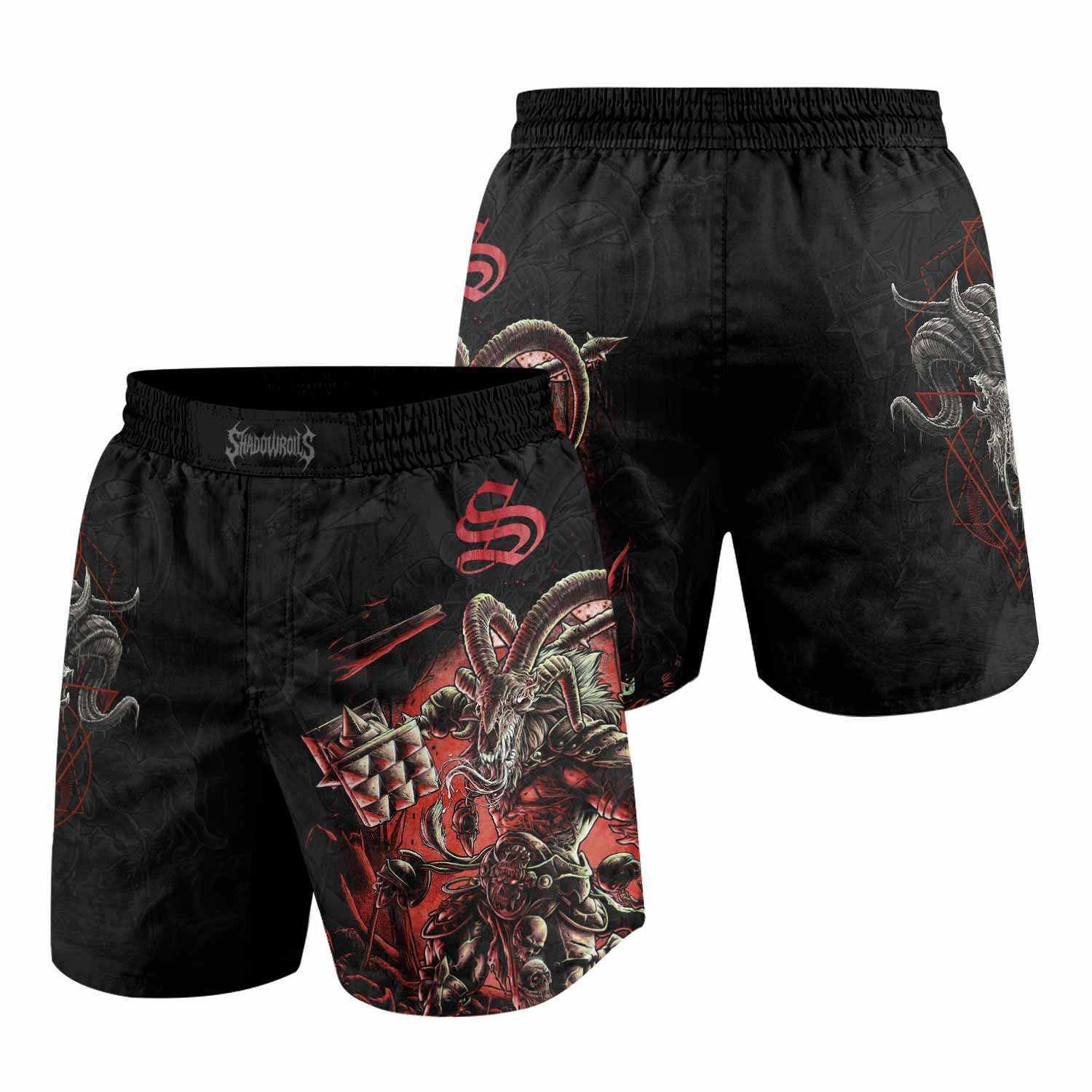 Dark Ram Warlord Grappling Shorts - front and back view
