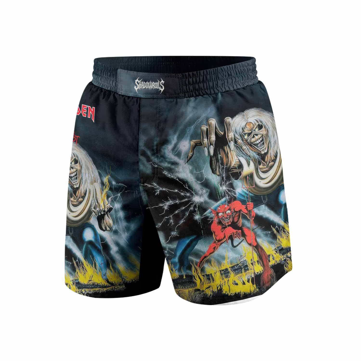 Iron Maiden Eternal Beast Grappling Shorts - front view mockup