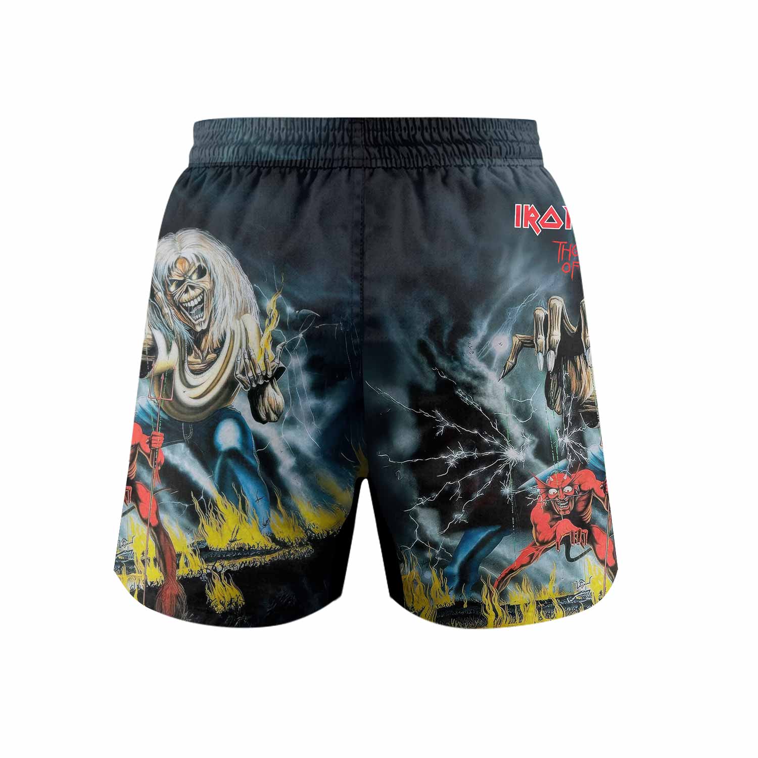 Iron Maiden Eternal Beast Grappling Shorts - back view mockup