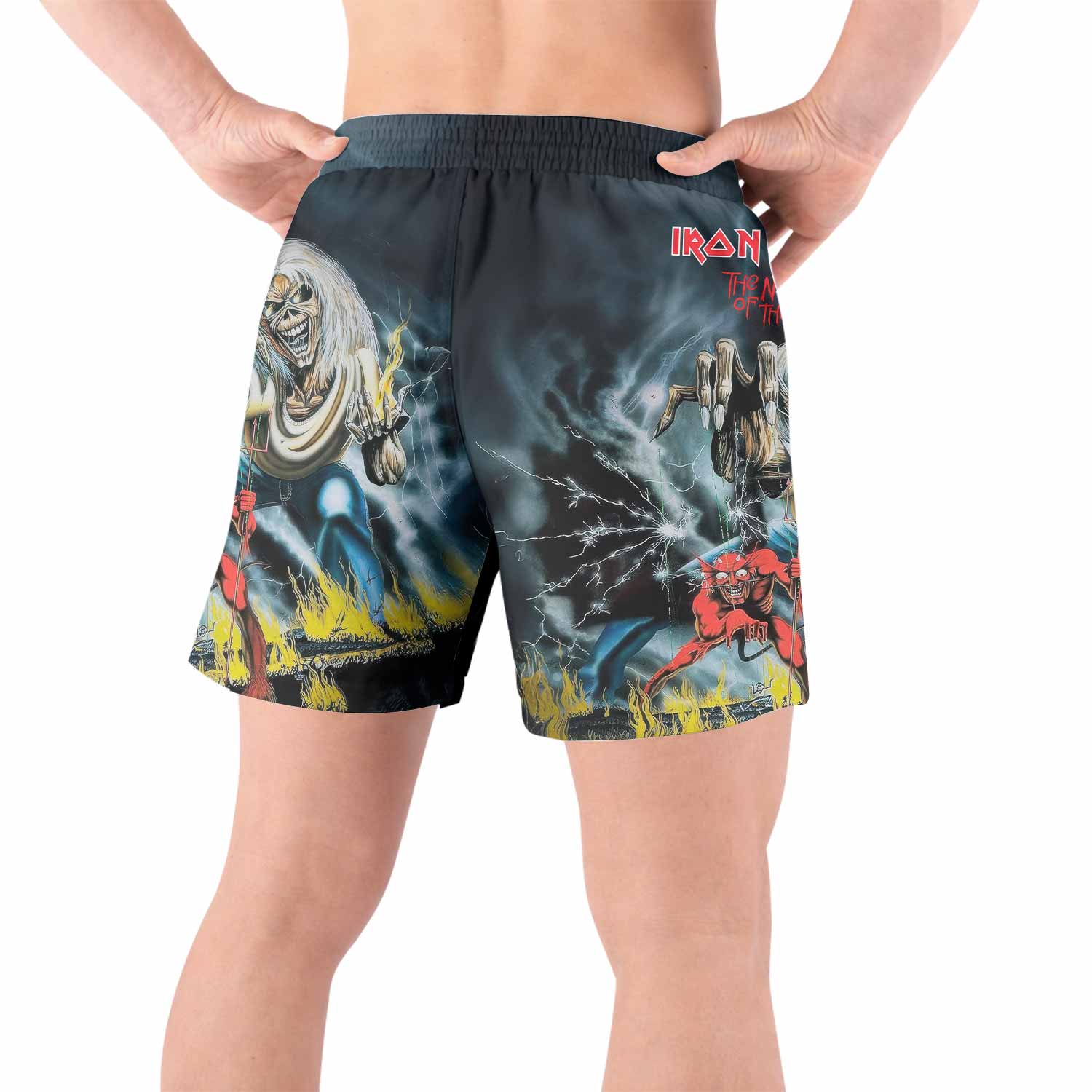 Iron Maiden Eternal Beast Grappling Shorts - back view lifestyle