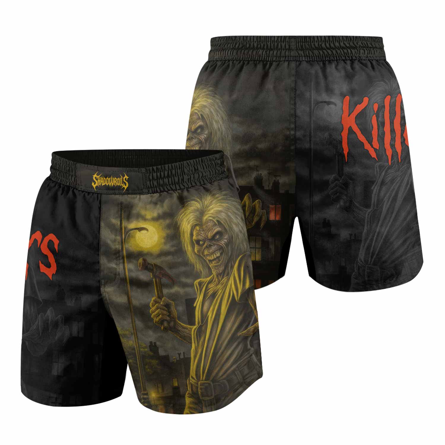 Iron Maiden Midnight Slayer Grappling Shorts - front and back view