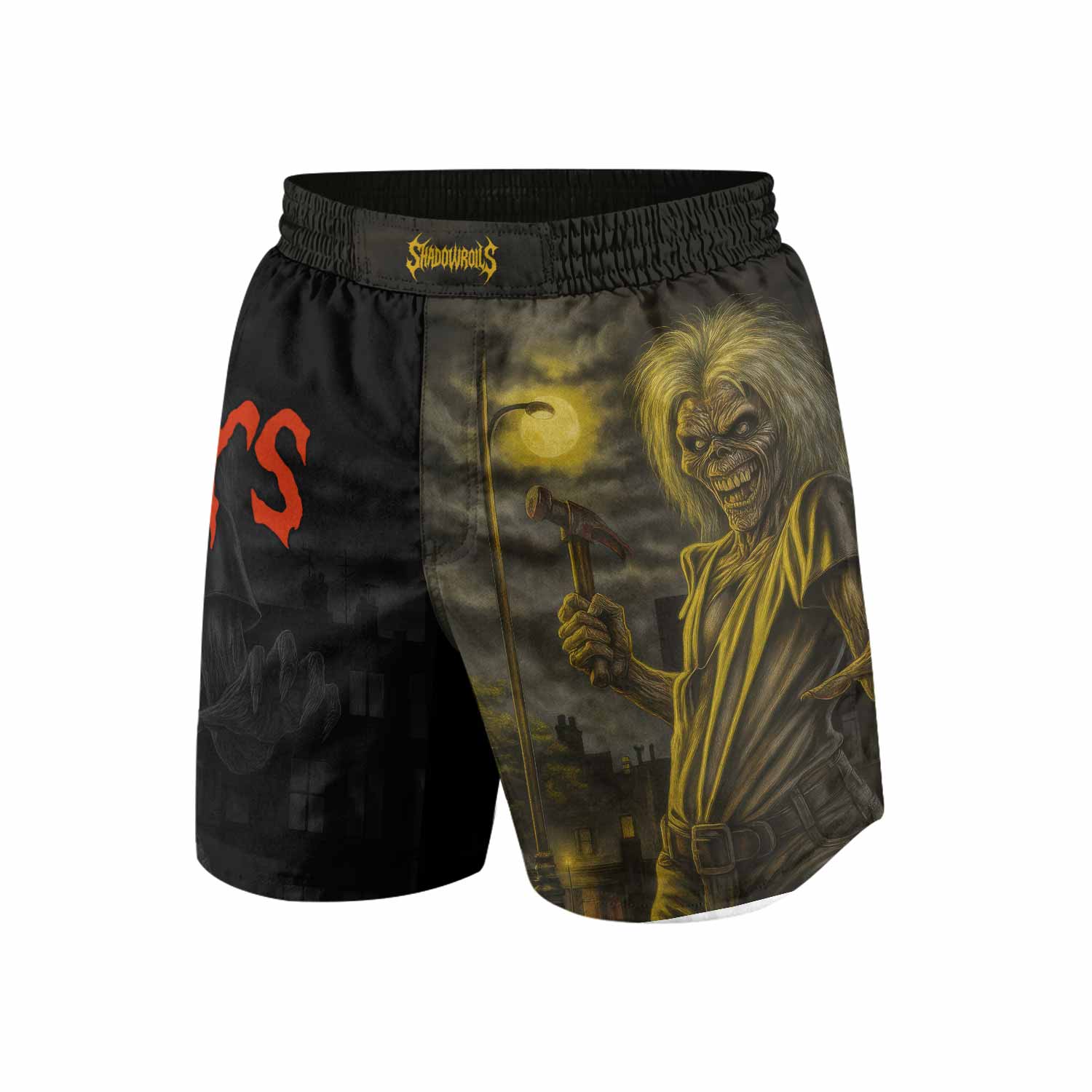 Iron Maiden Midnight Slayer Grappling Shorts - front view mockup