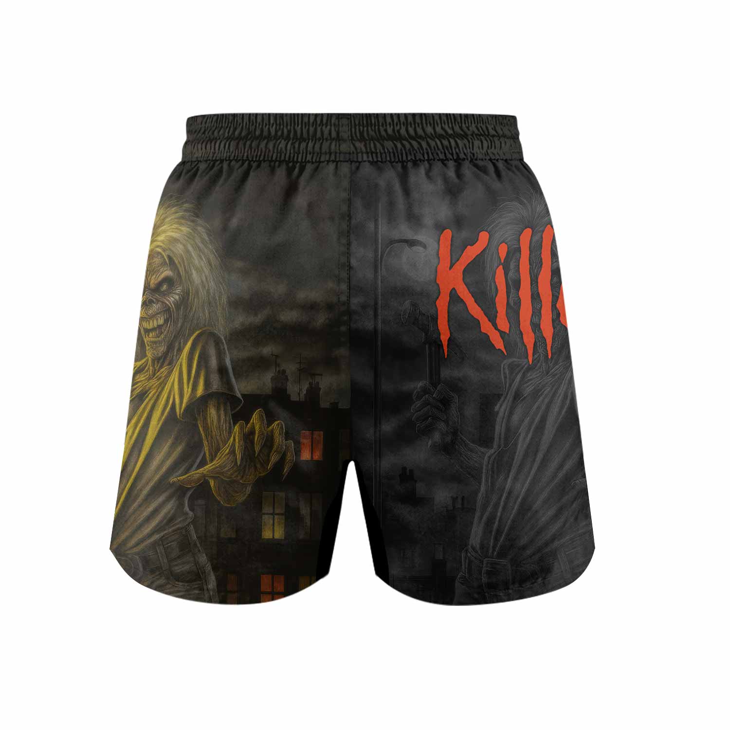 Iron Maiden Midnight Slayer Grappling Shorts - back view mockup