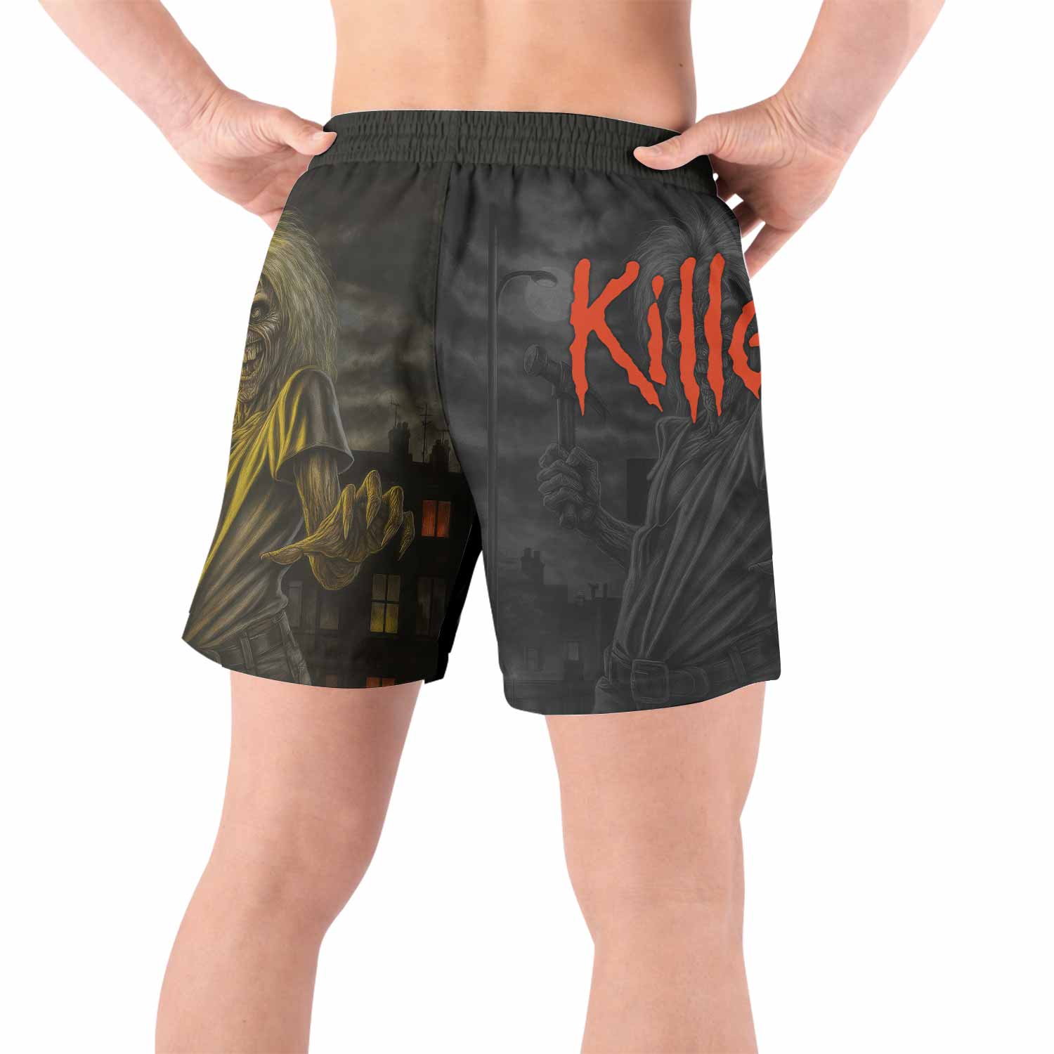 Iron Maiden Midnight Slayer Grappling Shorts - back view lifestyle