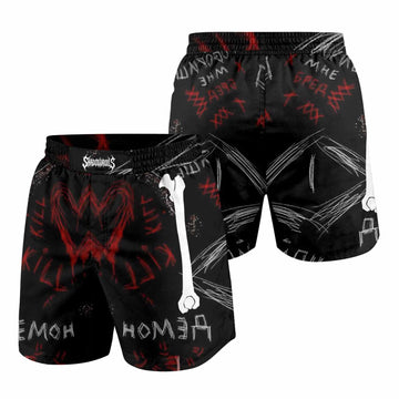 Skeleton Graffiti Grappling Shorts - front and back view