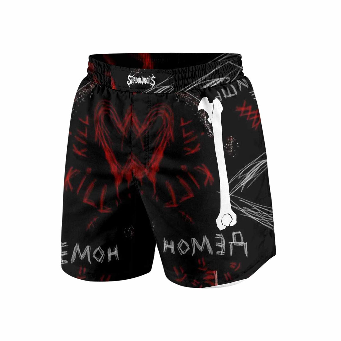 Skeleton Graffiti Grappling Shorts - front and back view