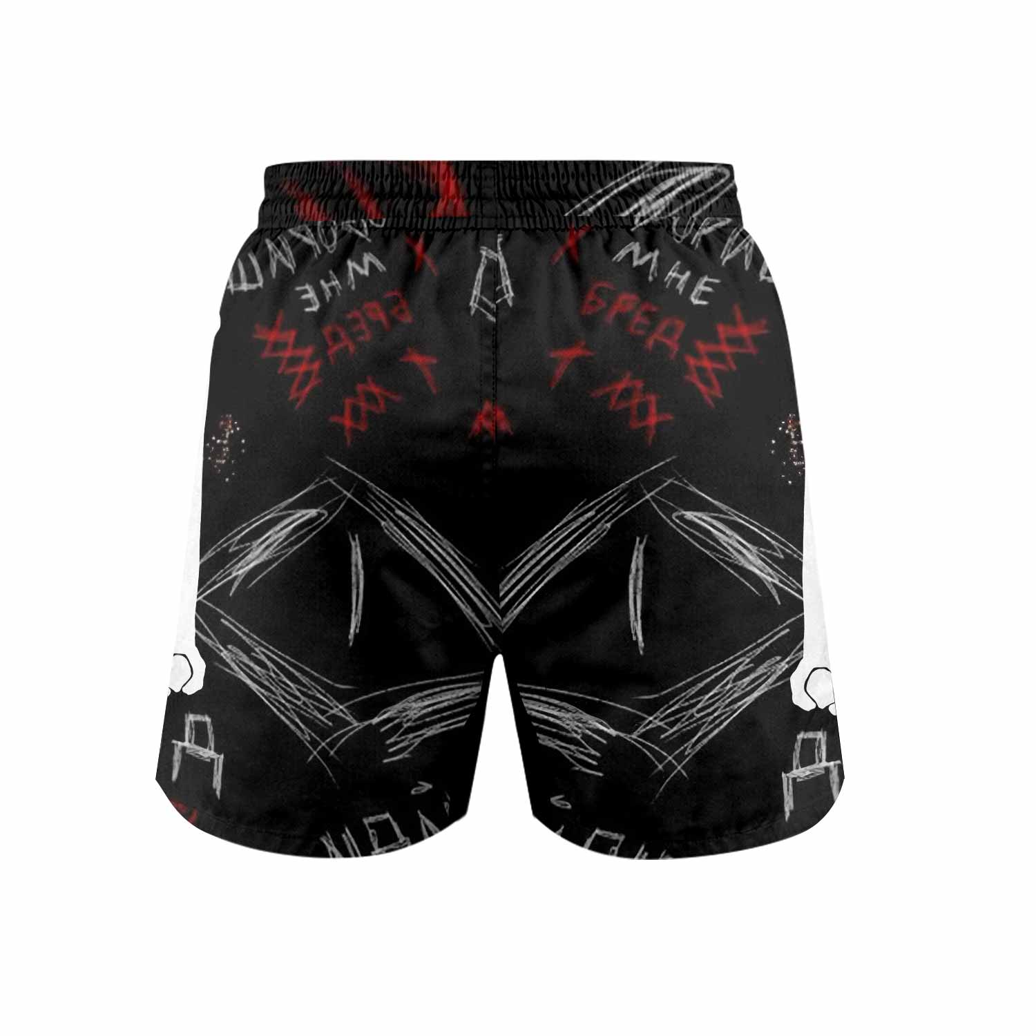 Skeleton Graffiti Grappling Shorts - back view mockup