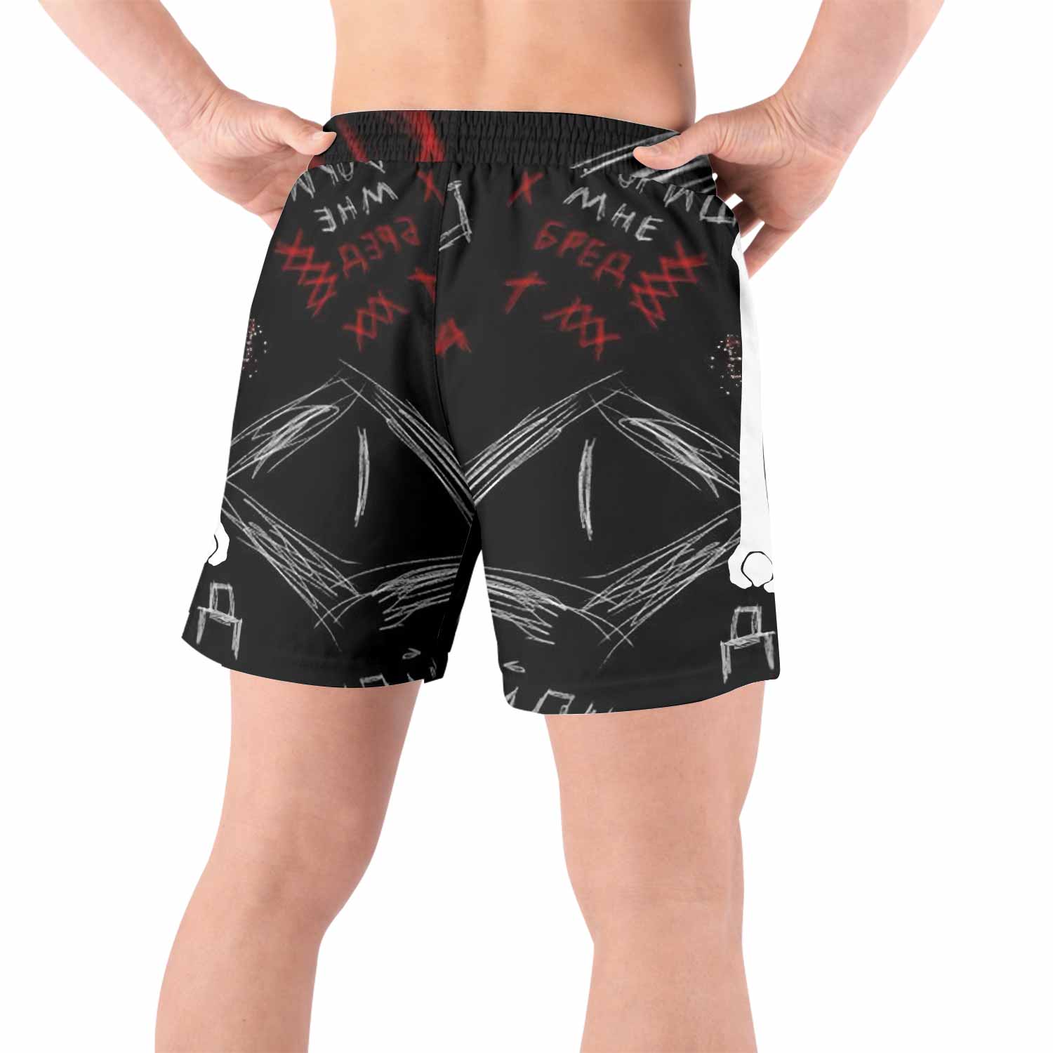 Skeleton Graffiti Grappling Shorts - back view lifestyle