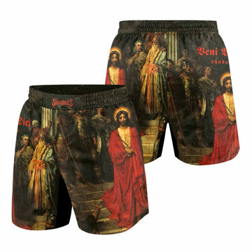 Crimson Messiah Grappling Shorts - front and back view