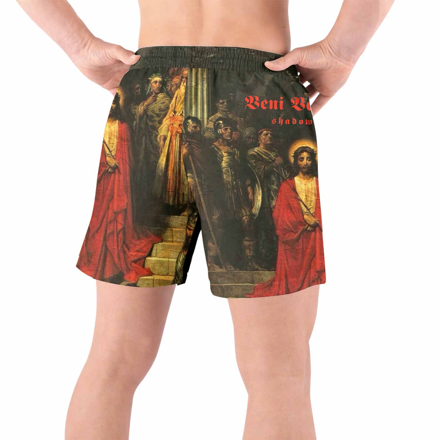Crimson Messiah Grappling Shorts - back view lifestyle