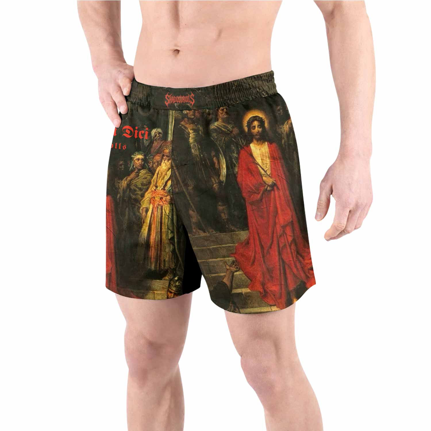 Crimson Messiah Grappling Shorts - front view lifestyle