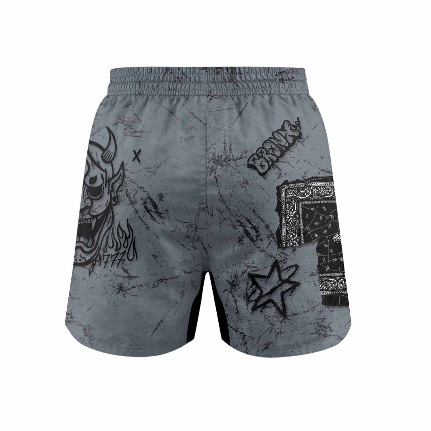 Oni Graffiti Grappling Shorts - back view mockup
