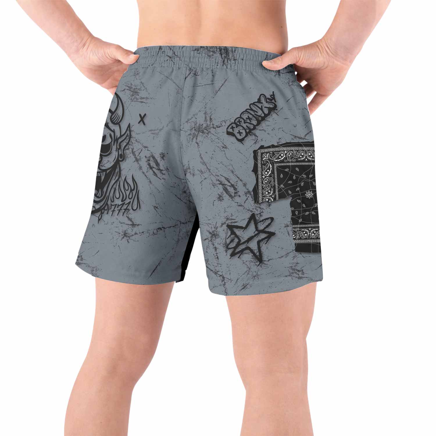 Oni Graffiti Grappling Shorts - back view lifestyle