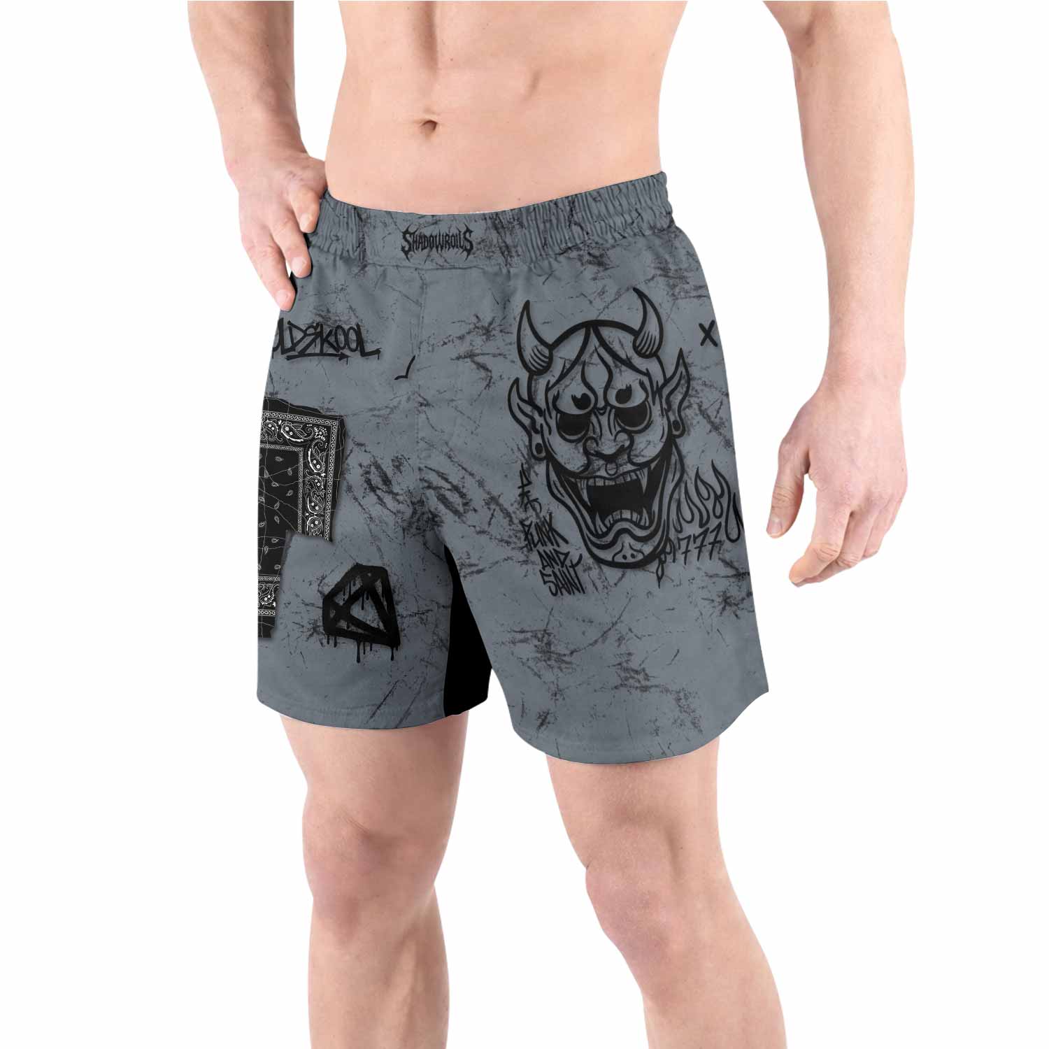 Oni Graffiti Grappling Shorts - front view lifestyle