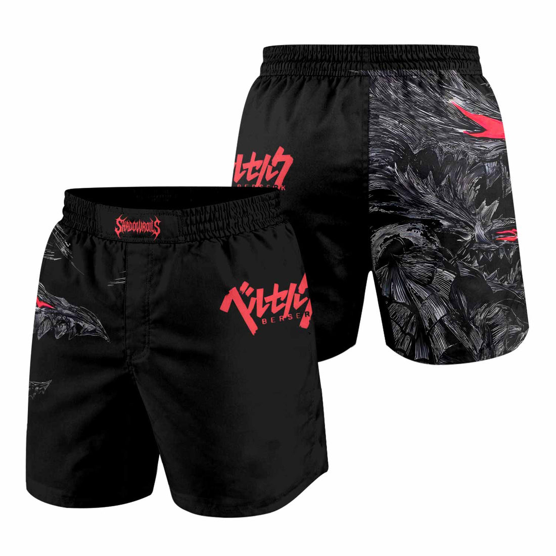 Berserk Beast of Darkness Grappling Shorts - front and back view