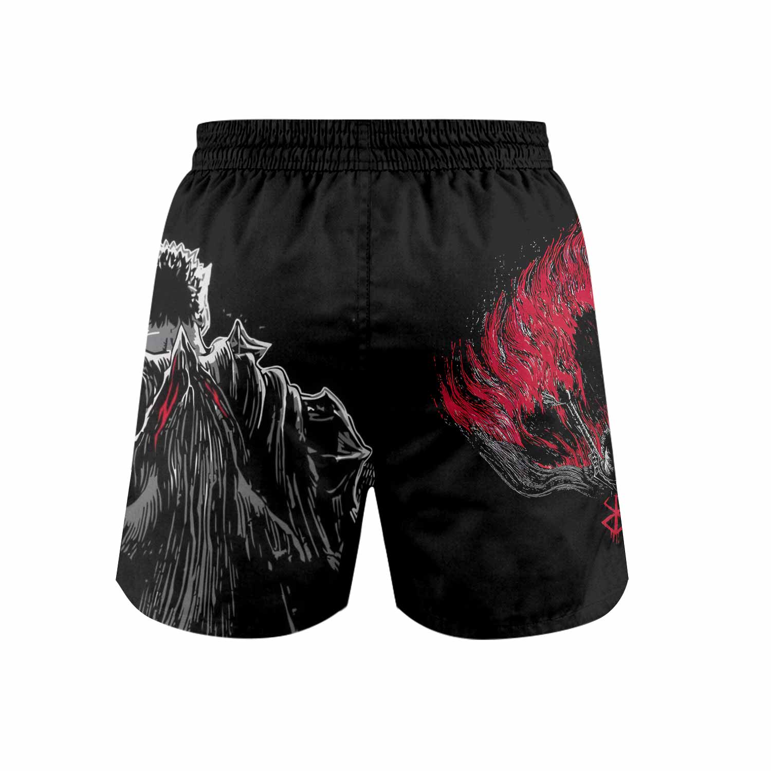 Berserk Black Swordsman Grappling Shorts - back view mockup