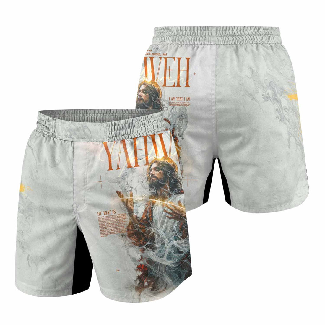 Yahweh I Am That I Am Grappling Shorts - front and back view