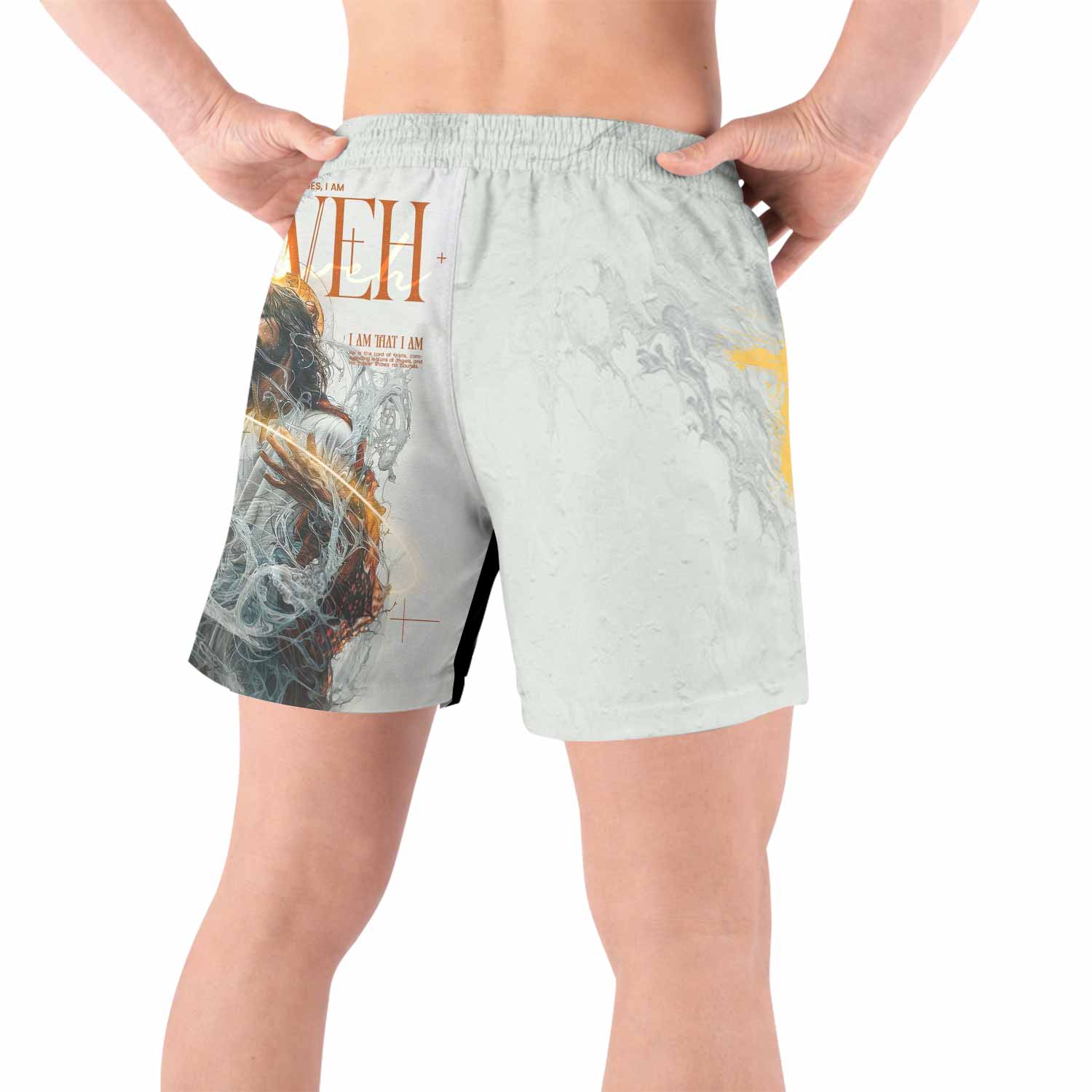 Yahweh I Am That I Am Grappling Shorts - back view lifestyle