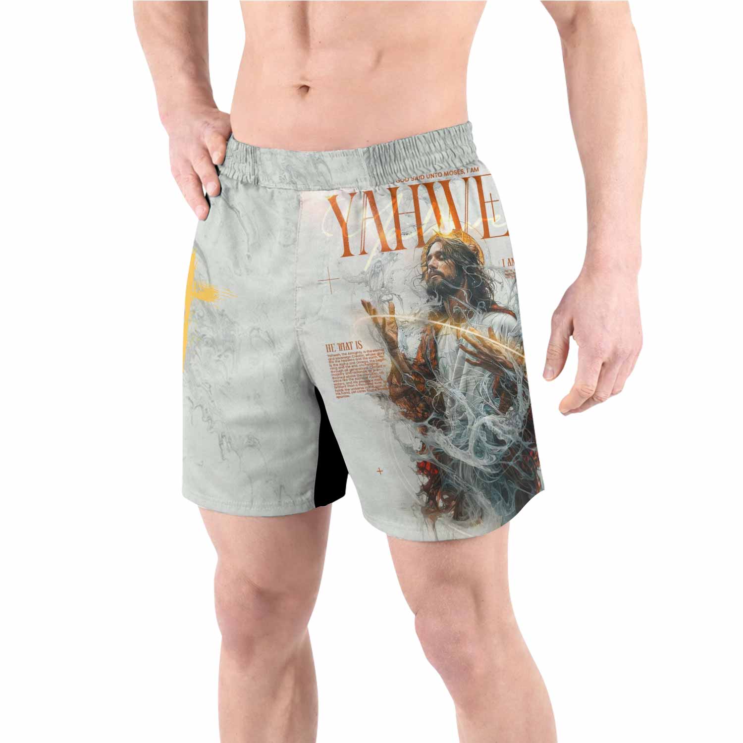 Yahweh I Am That I Am Grappling Shorts - front view lifestyle