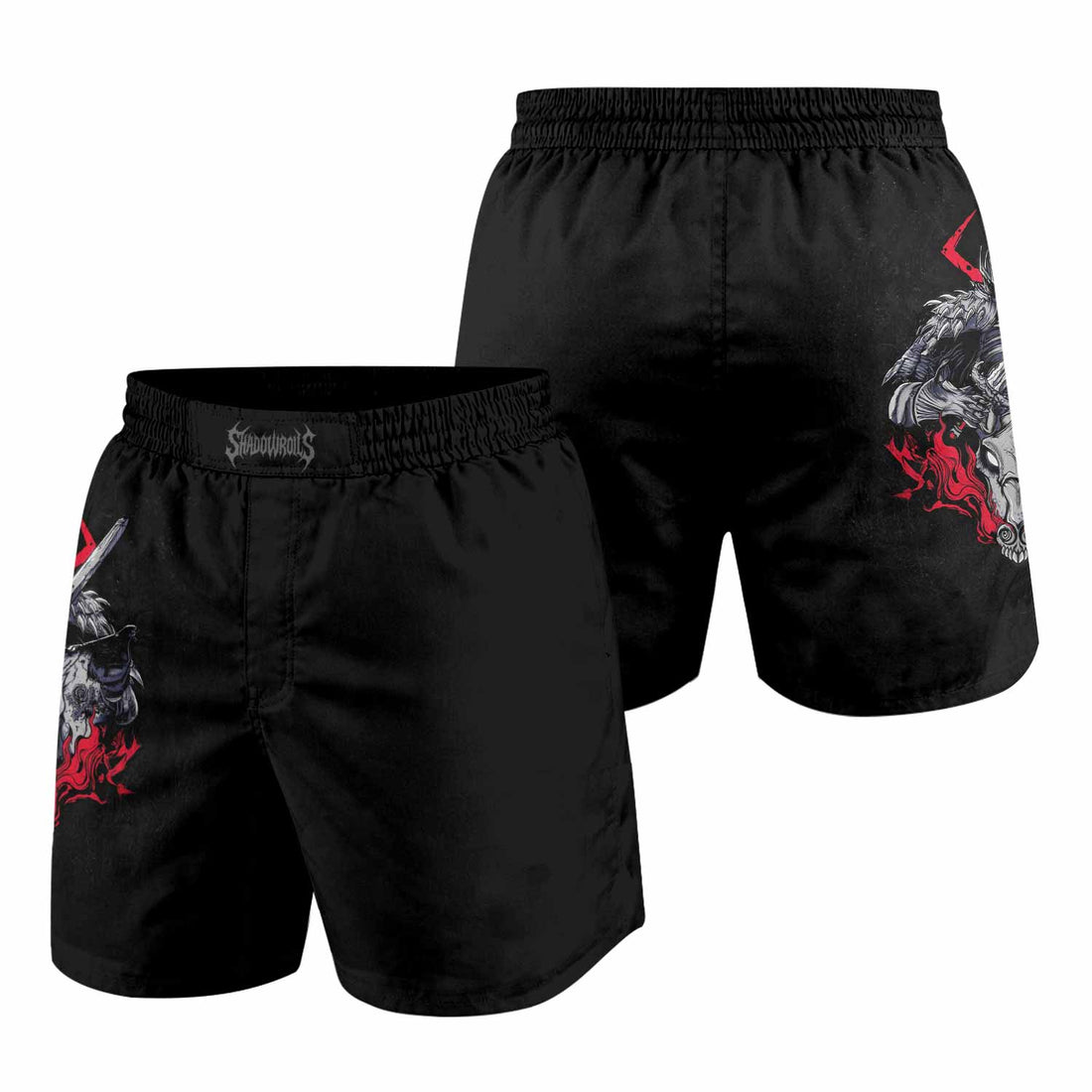 Skull Knight Berserk Grappling Shorts - front and back view