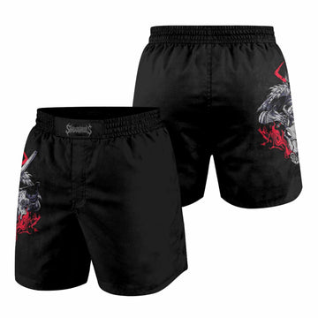 Skull Knight Berserk Grappling Shorts - front and back view