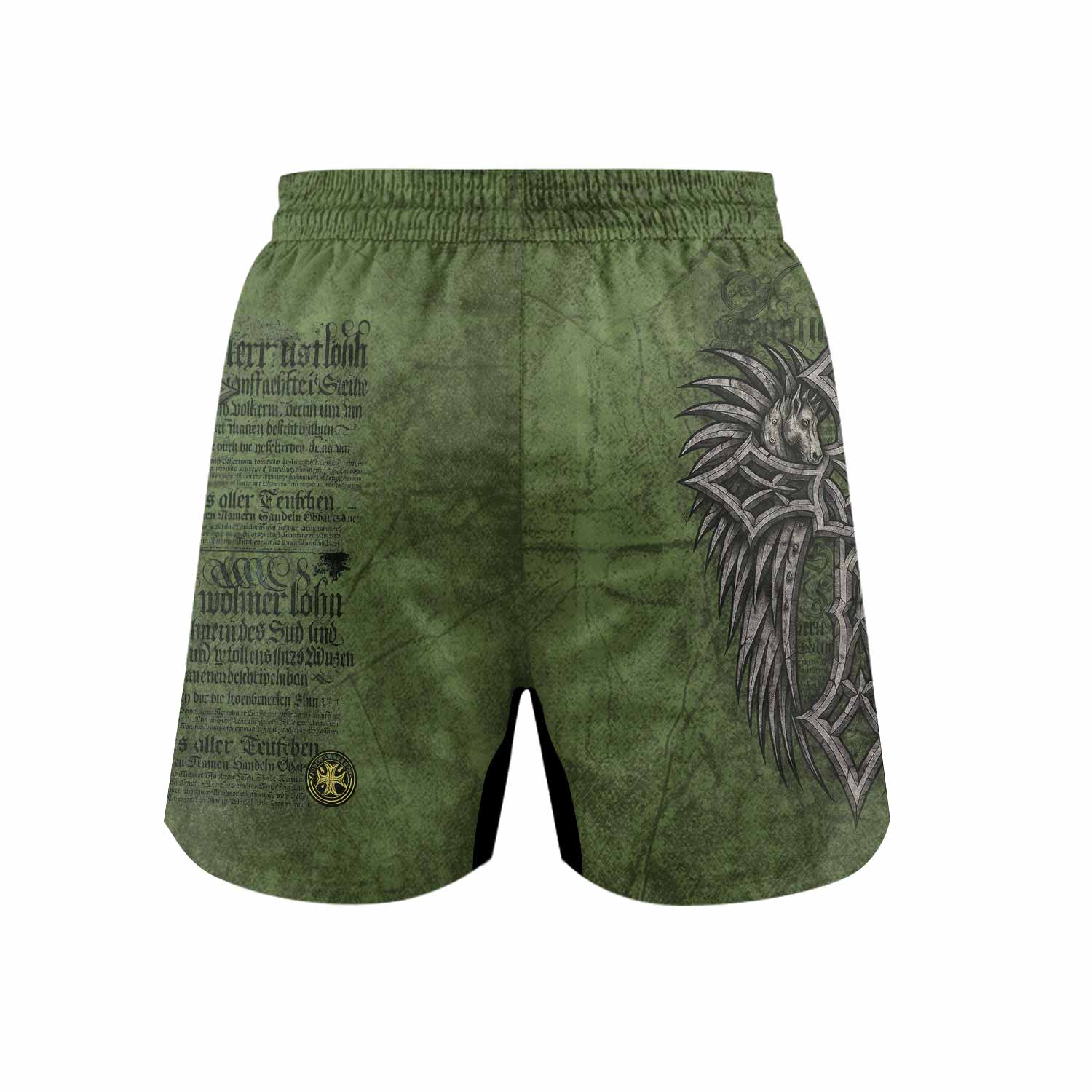 Gothic Cross Grappling Shorts - back view mockup