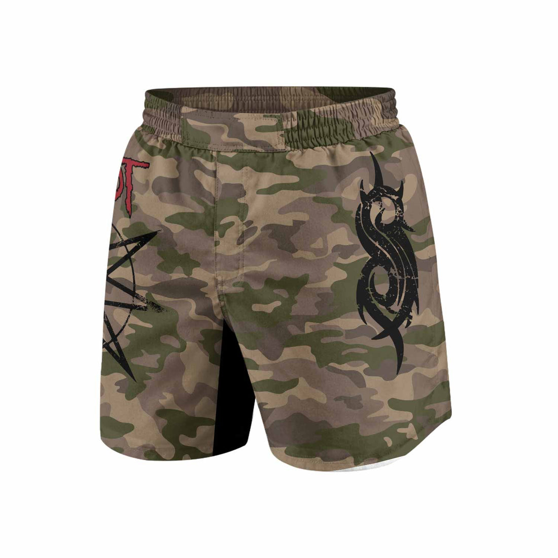Slipknot Mask Camo Grappling Shorts - front and back view