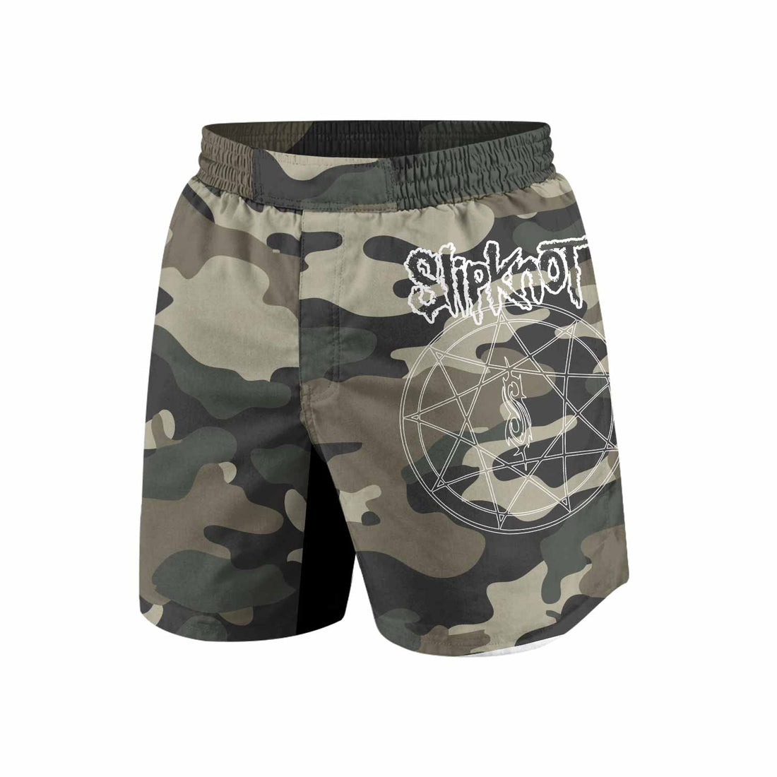 Slipknot Pentagram Camo Grappling Shorts - front and back view