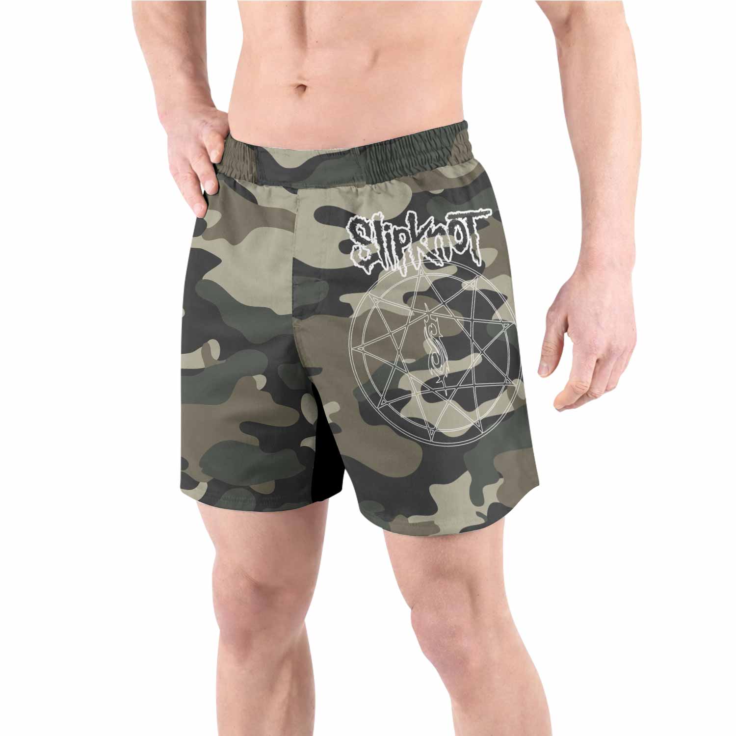 Slipknot Pentagram Camo Grappling Shorts - front view lifestyle