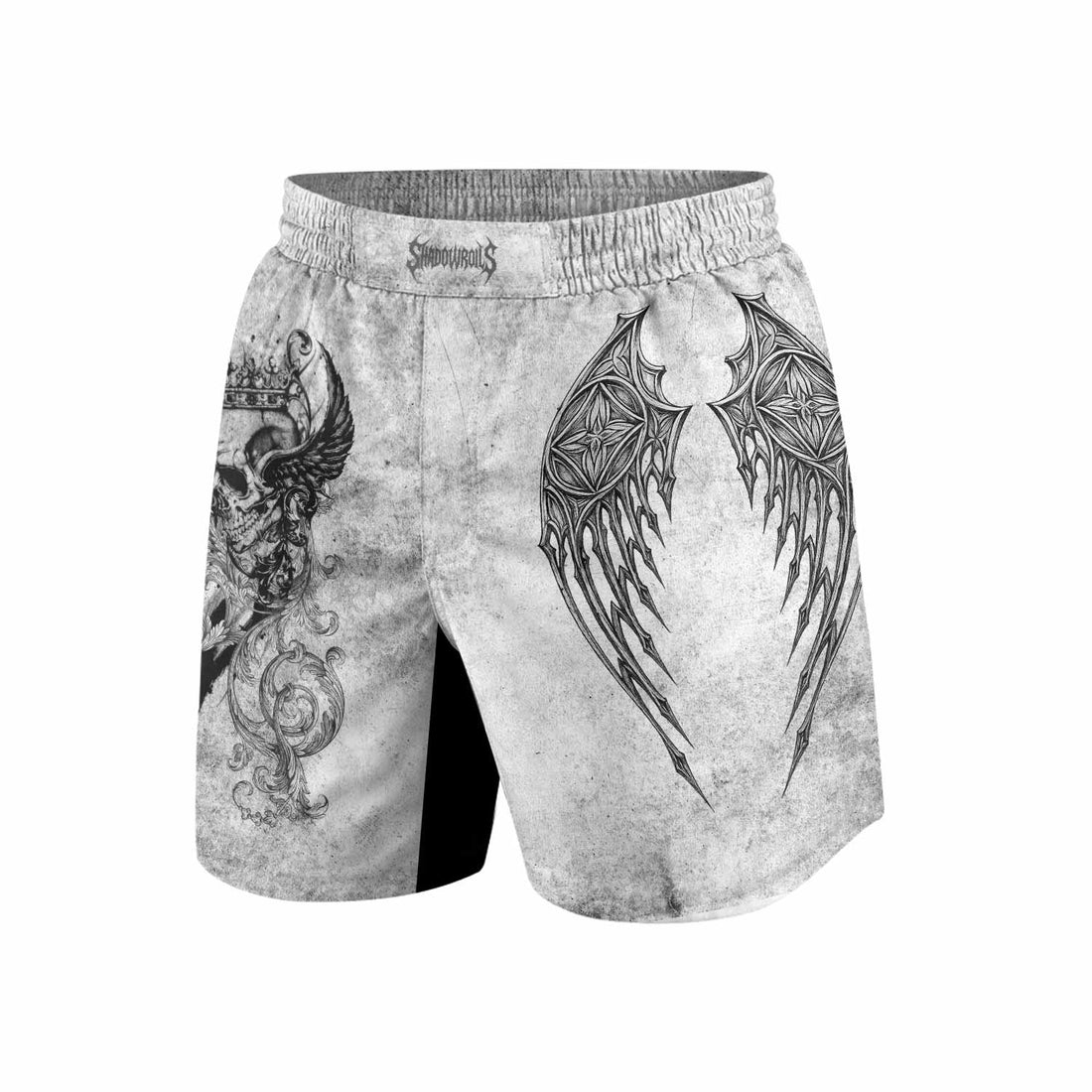 Gothic Angel Cross Grappling Shorts - front and back view