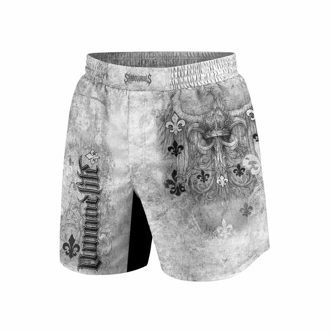 Fleur-de-Lis Rebirth Grappling Shorts - front and back view