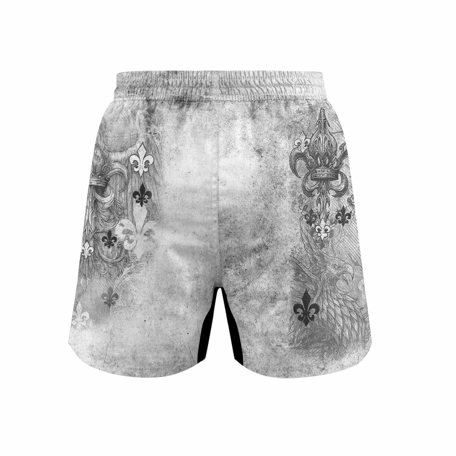 Fleur-de-Lis Rebirth Grappling Shorts - back view mockup
