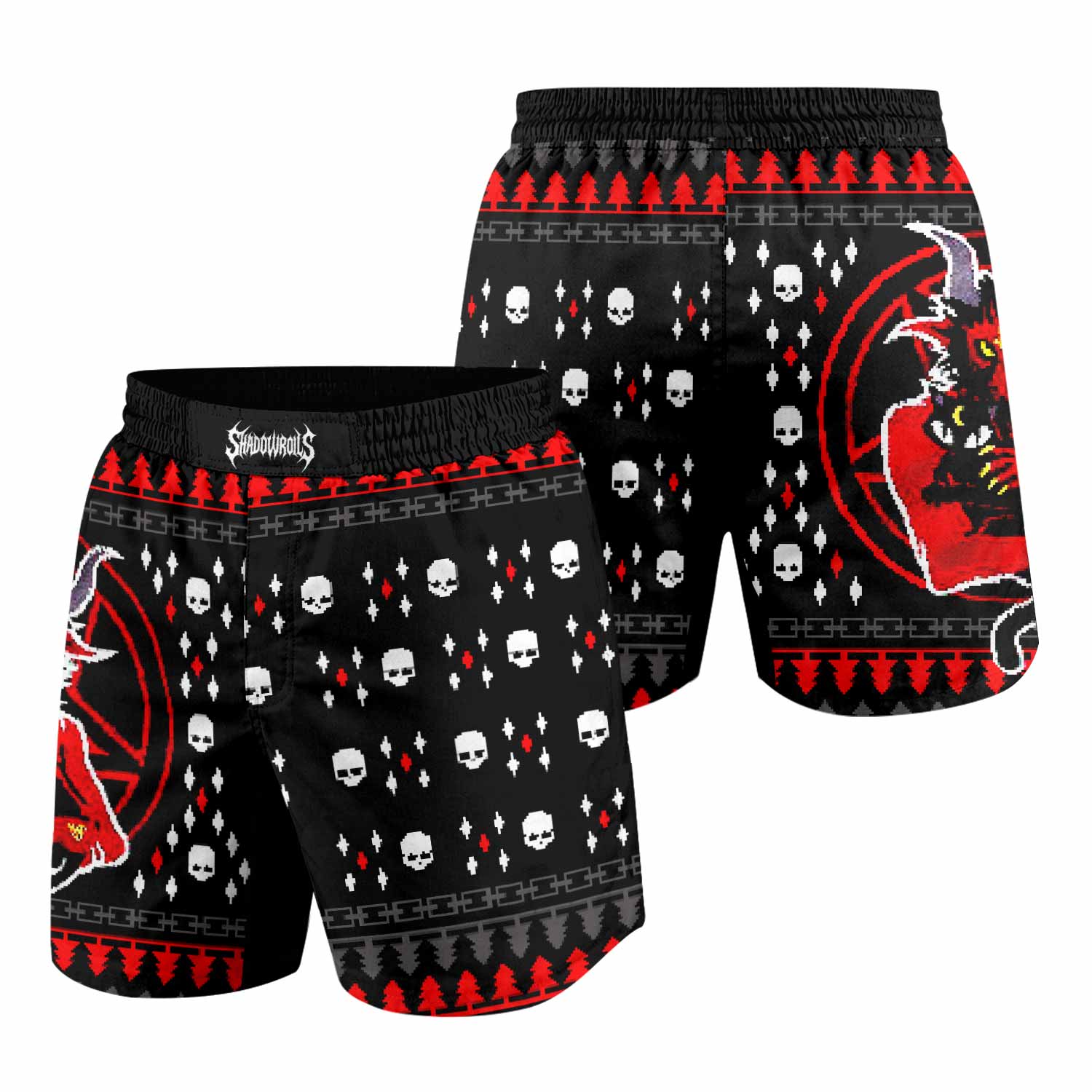 Purraise Satan Grappling Shorts - front and back view