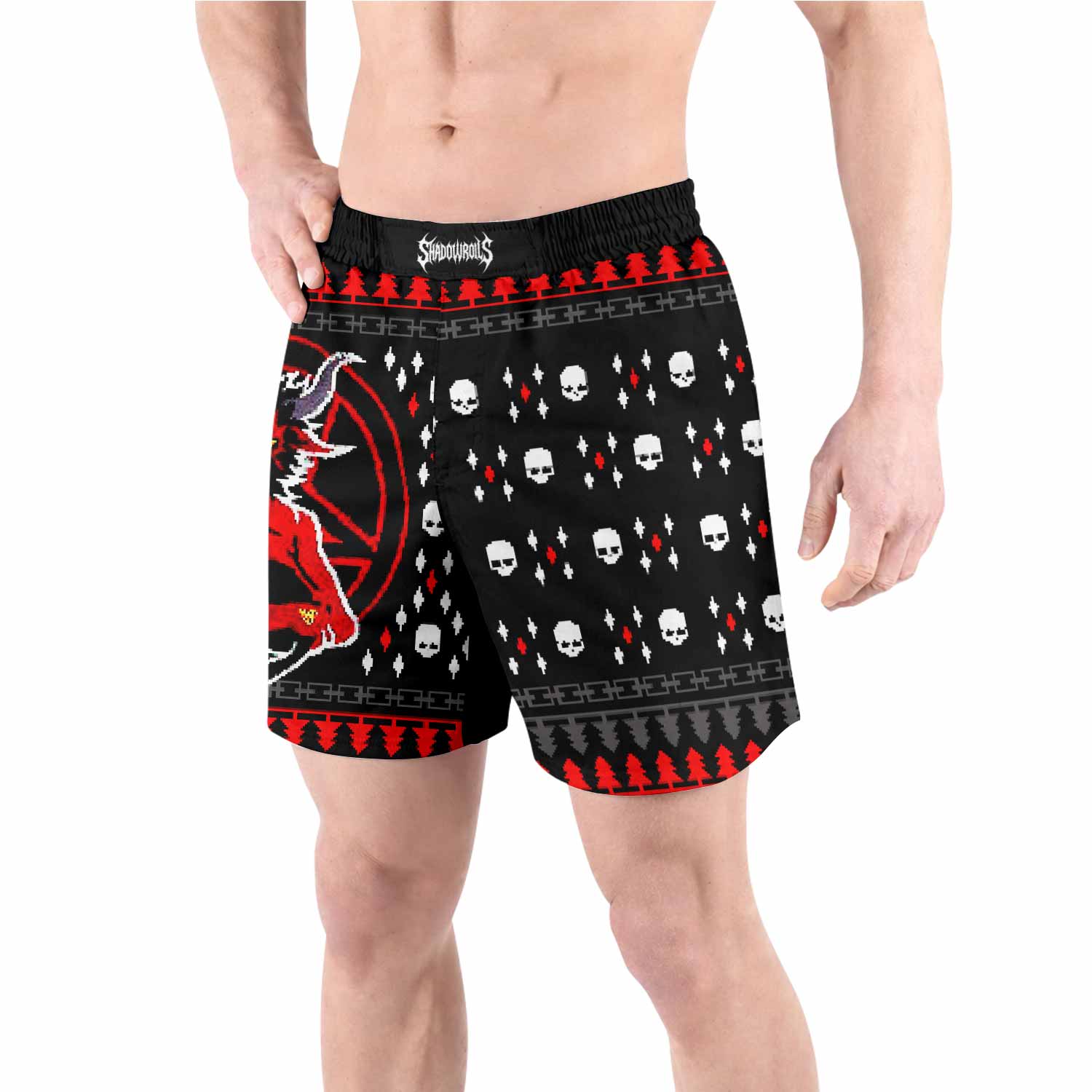 Purraise Satan Grappling Shorts - front view lifestyle