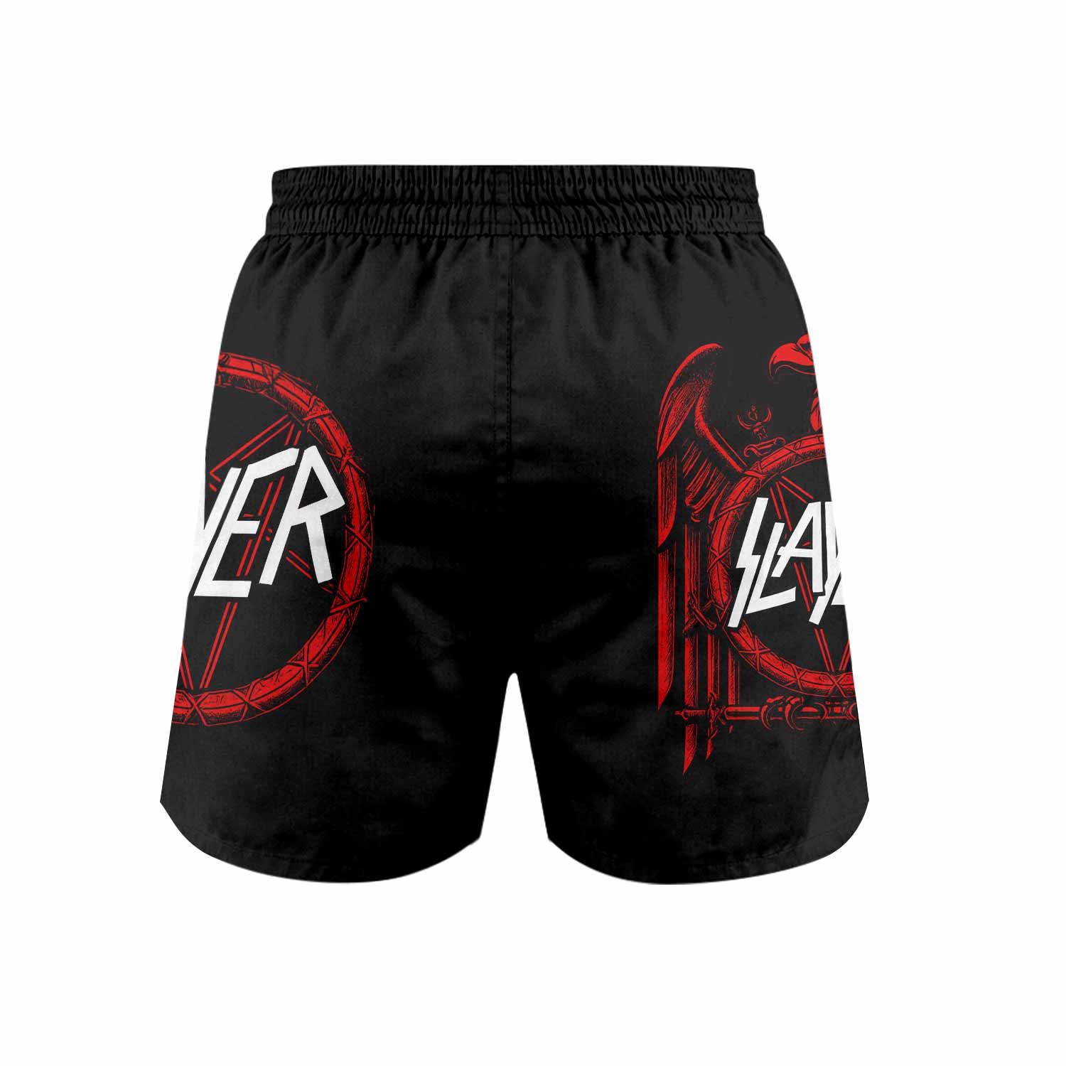 Slayer Red Eagle Grappling Shorts - back view mockup