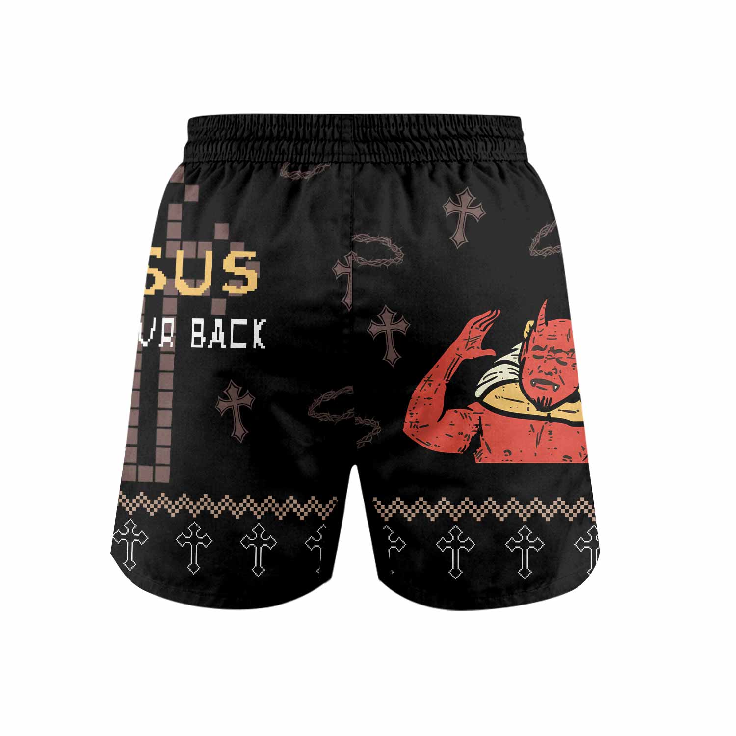 Jesus Has Your Back Grappling Shorts - back view mockup