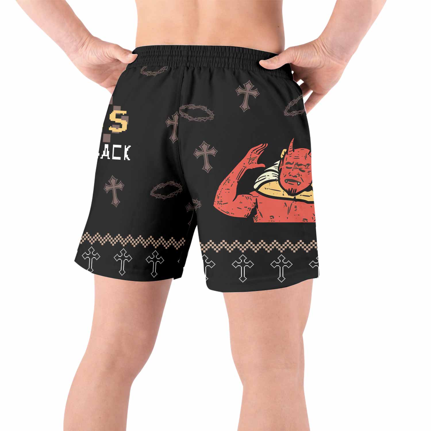 Jesus Has Your Back Grappling Shorts - back view lifestyle
