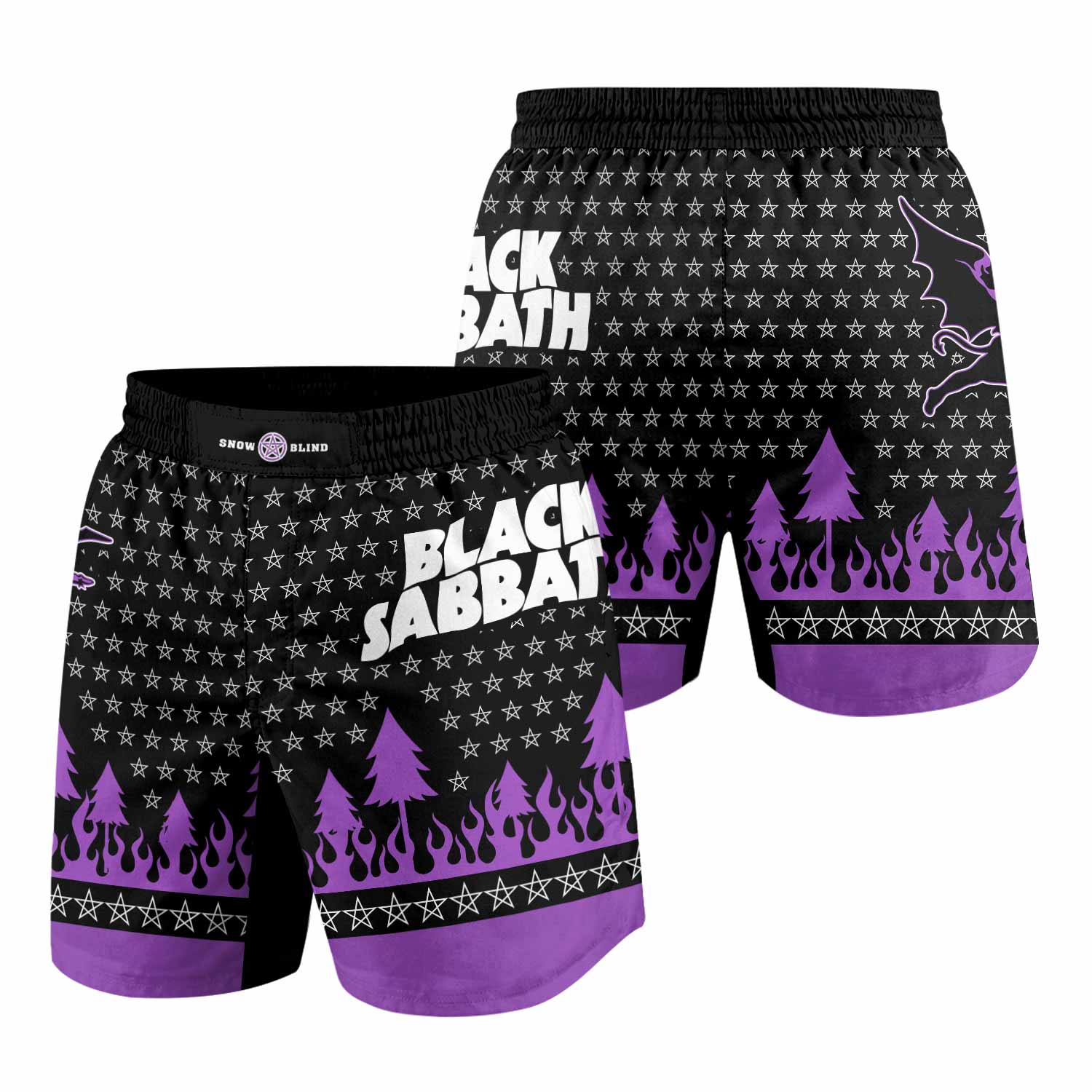 Black Sabbath Grappling Shorts - front and back view