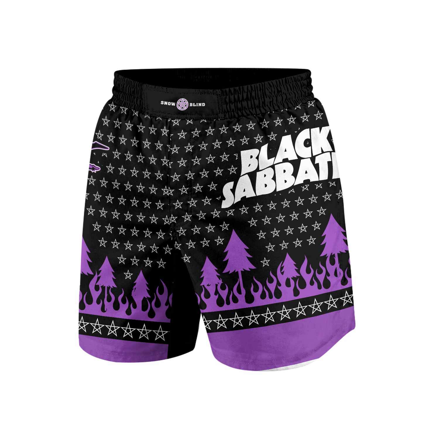 Black Sabbath Grappling Shorts - front view mockup