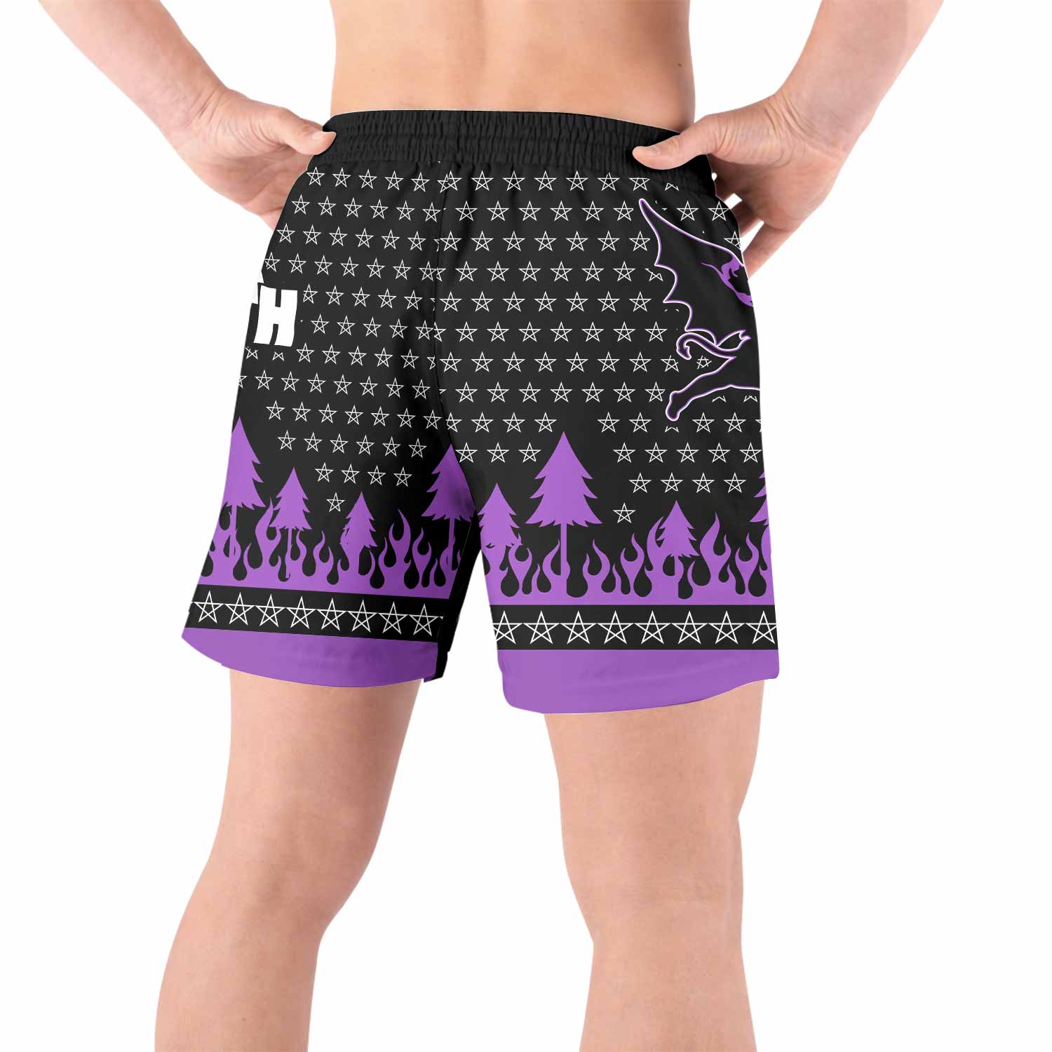 Black Sabbath Grappling Shorts - back view lifestyle