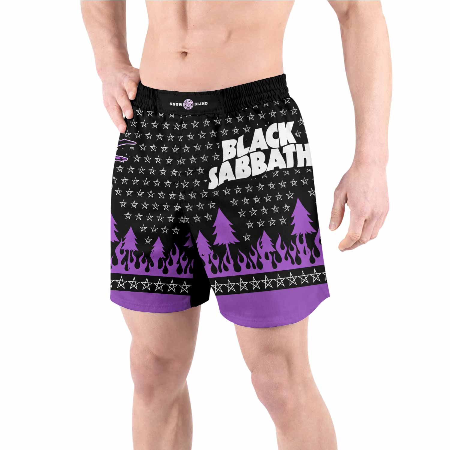 Black Sabbath Grappling Shorts - front view lifestyle