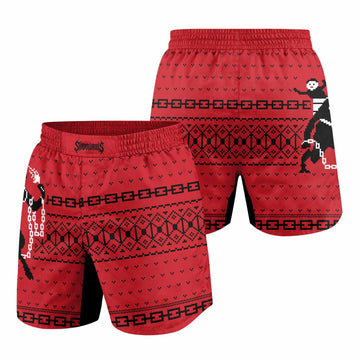 Krampus Christmas Grappling Shorts - front and back view
