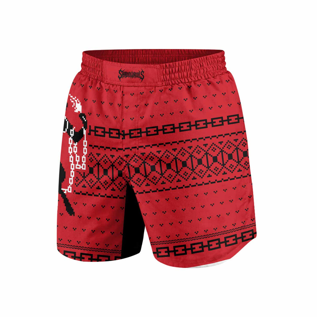 Krampus Christmas Grappling Shorts - front and back view