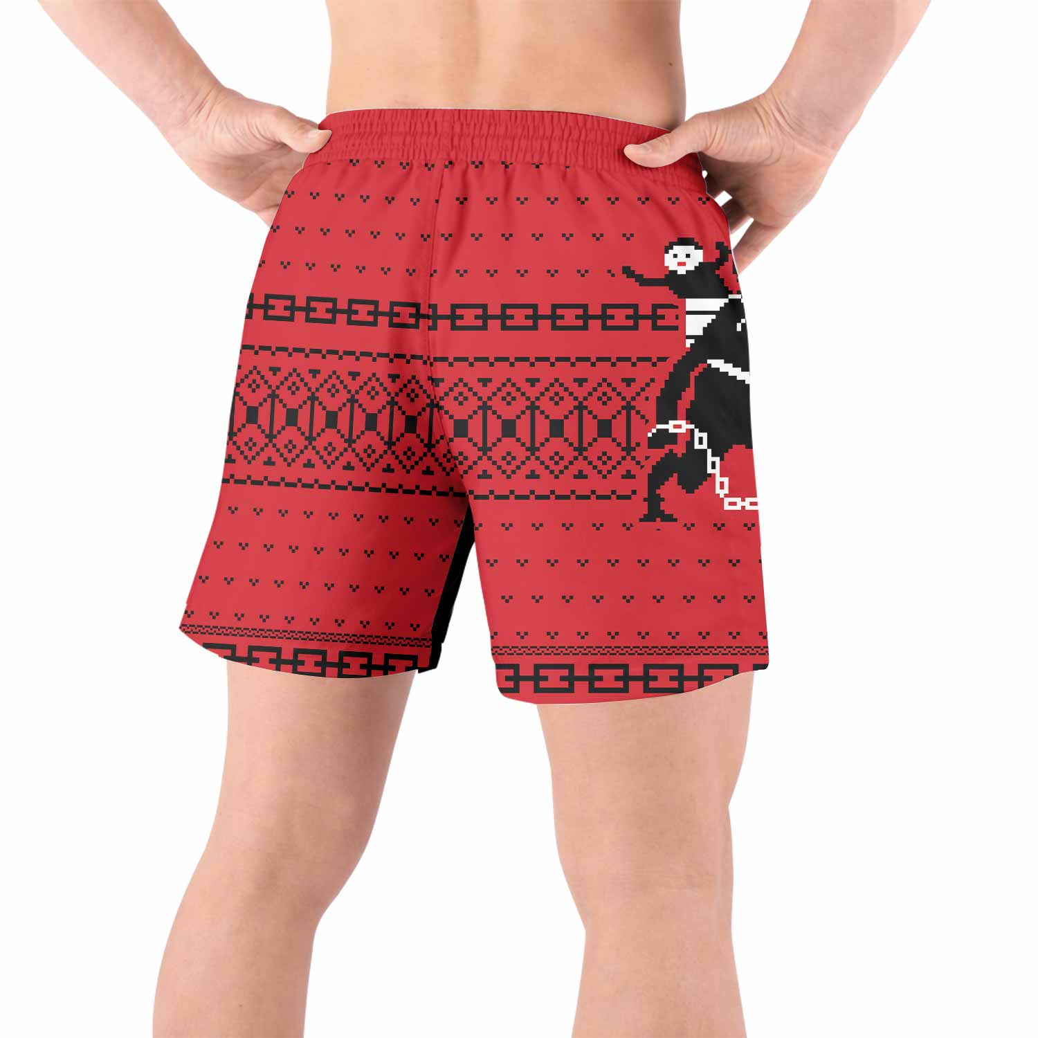 Krampus Christmas Grappling Shorts - back view lifestyle