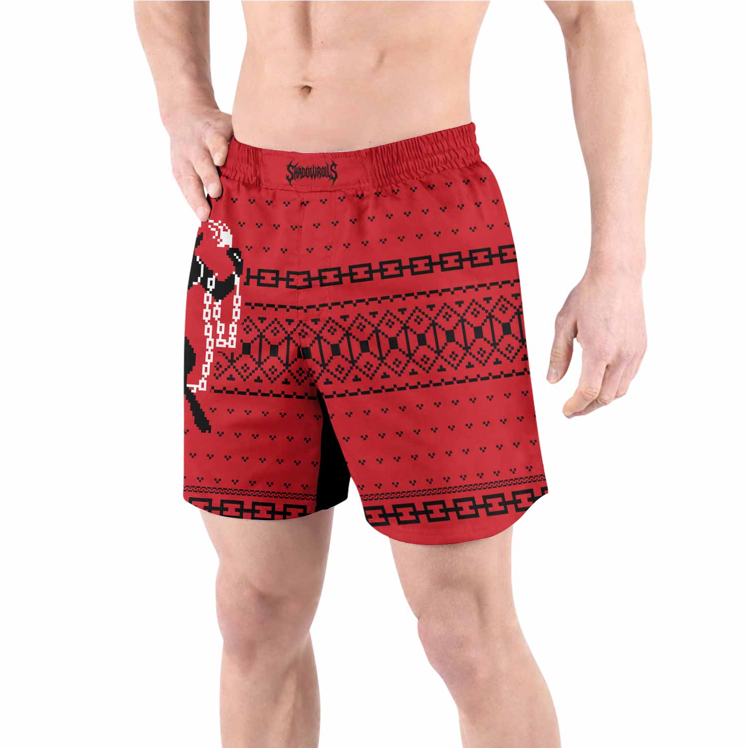 Krampus Christmas Grappling Shorts - front view lifestyle