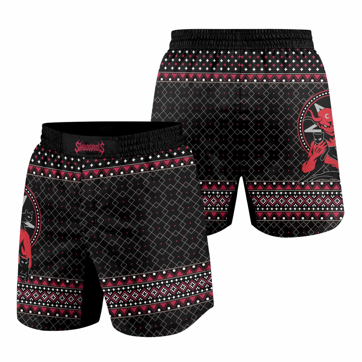 Satan's Cats Grappling Shorts - front and back view