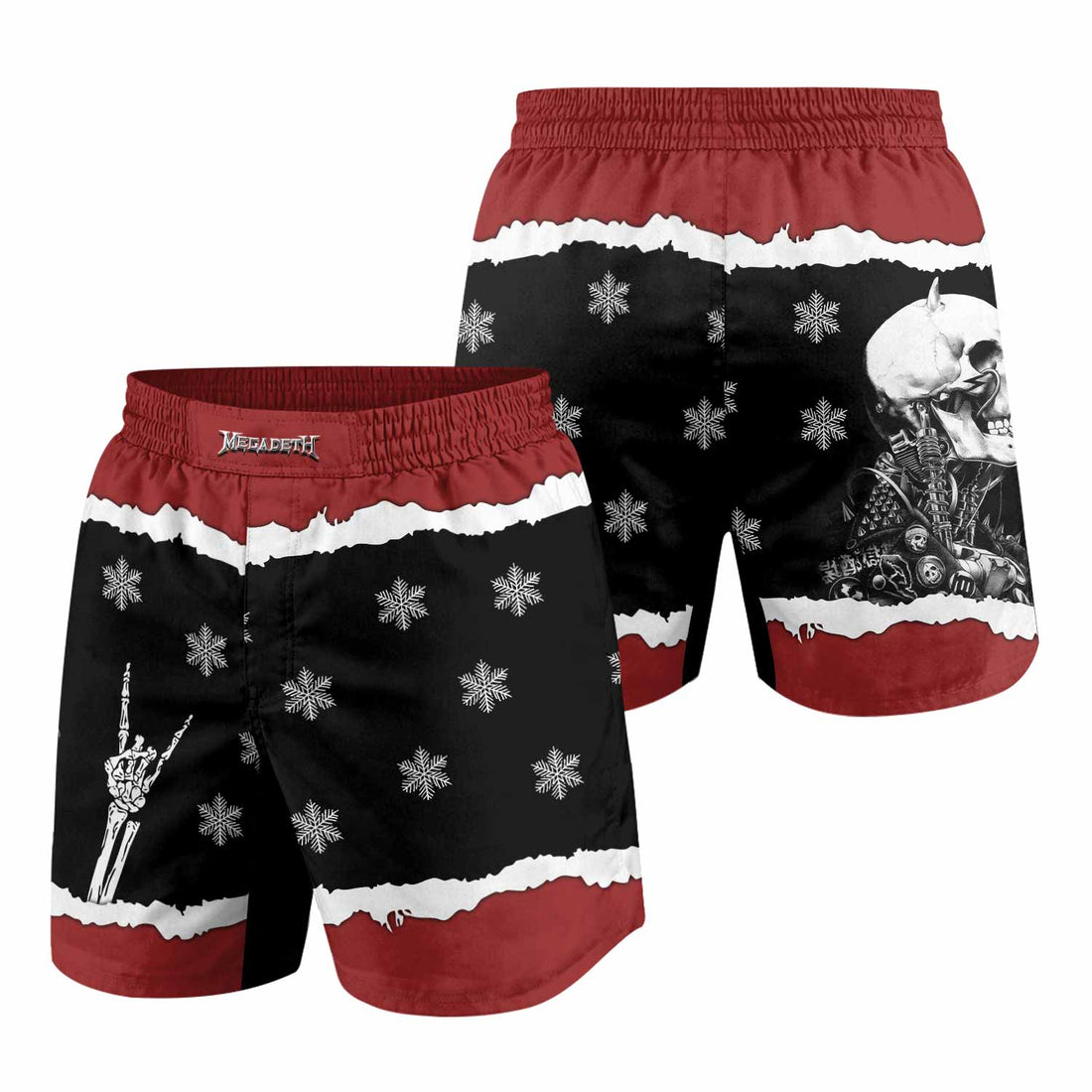 Megadeth Christmas Grappling Shorts - front and back view
