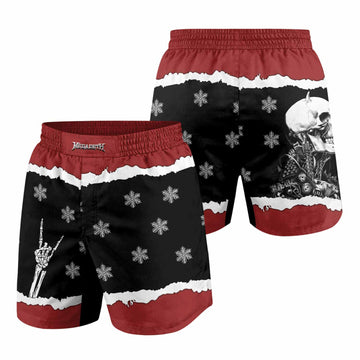 Megadeth Christmas Grappling Shorts - front and back view