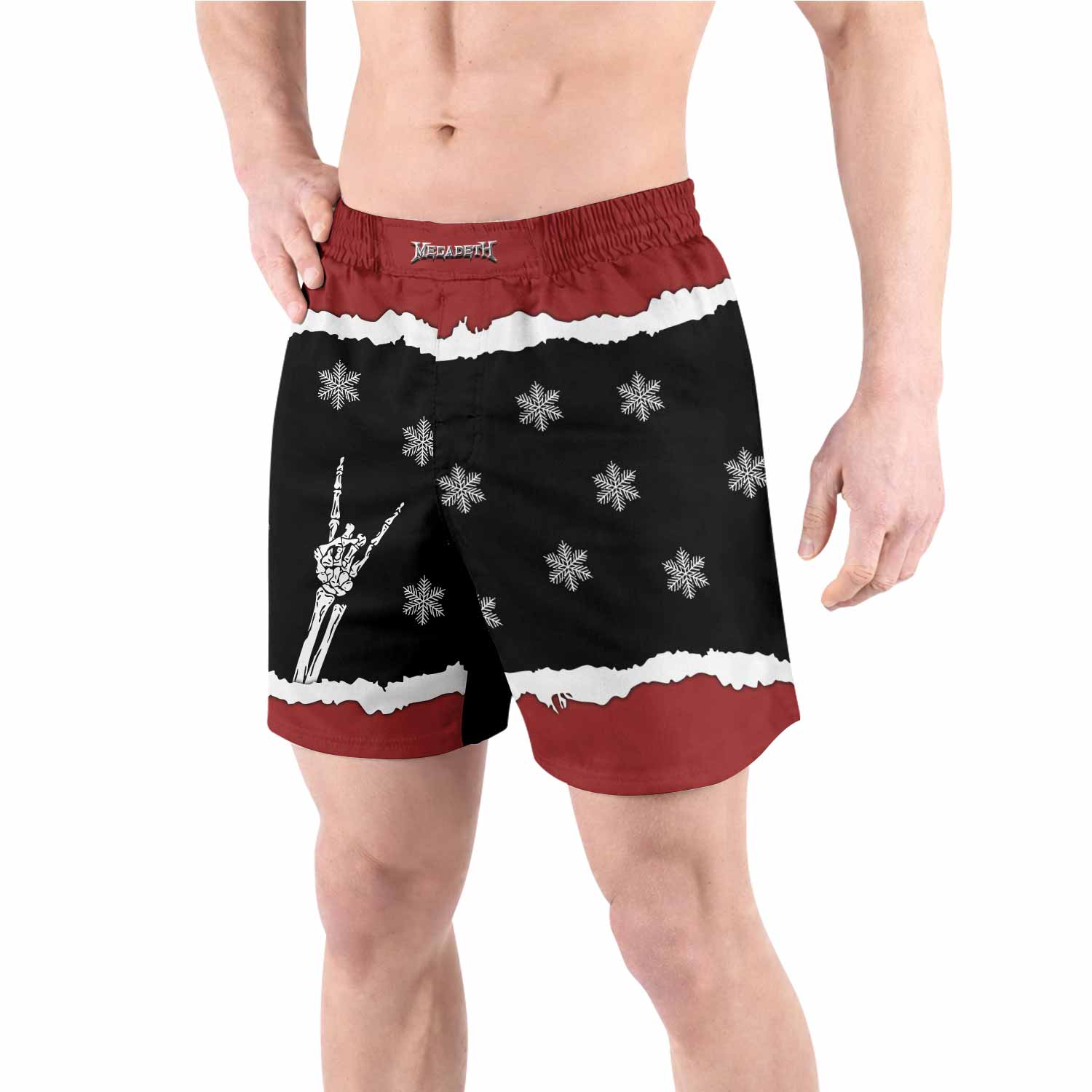 Megadeth Christmas Grappling Shorts - front view lifestyle